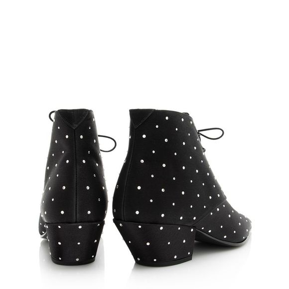 Saint Laurent Satin Crystal Lace Up Ankle Boots - Size 9.5 / 39.5 - Picture 3 of 5